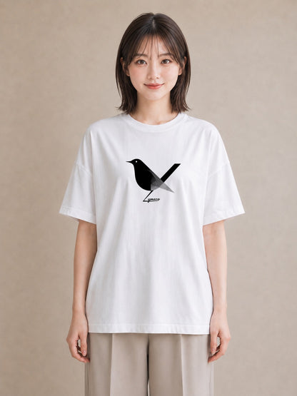 グラフィックTシャツ レディース 折り鶴 折り紙 ナチュラル アンティーク イラスト 線画 お揃い 親子 白T