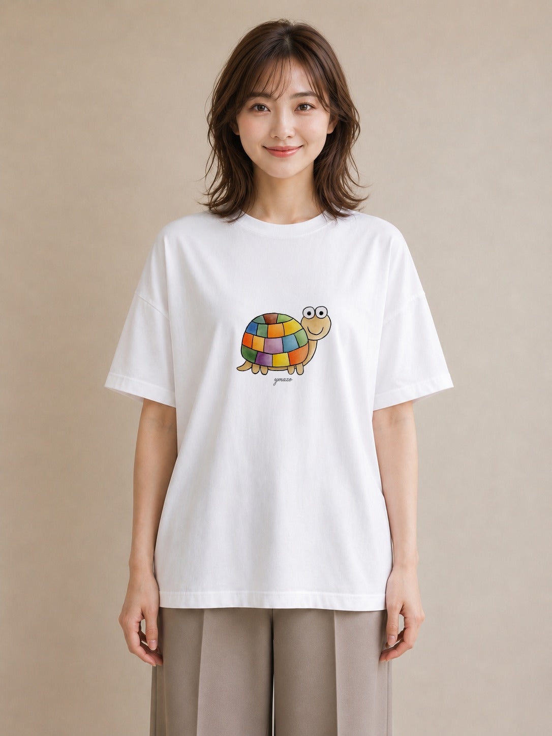 半袖Tシャツ レディース カメ ペット 動物 イラスト 普段使い 女子会 お揃い 白T