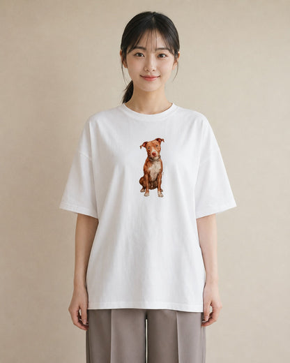 デザインTシャツ レディース 保護犬 犬 いぬ イラスト フェミニン レイヤード 友達ギフト 白T