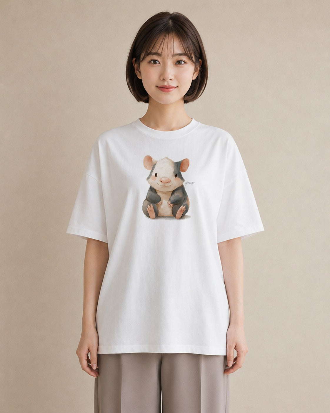 Tシャツ レディース デグー ペット 動物 イラスト きれいめ 通学 誕生日プレゼント 白T
