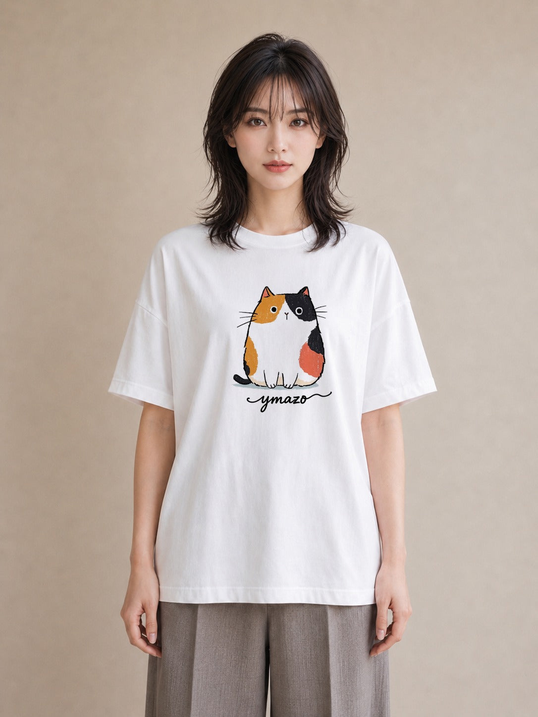 半袖Tシャツ レディース ニャンコ 猫 ねこ イラスト フェミニン 秋コーデ おしゃれギフト 白T