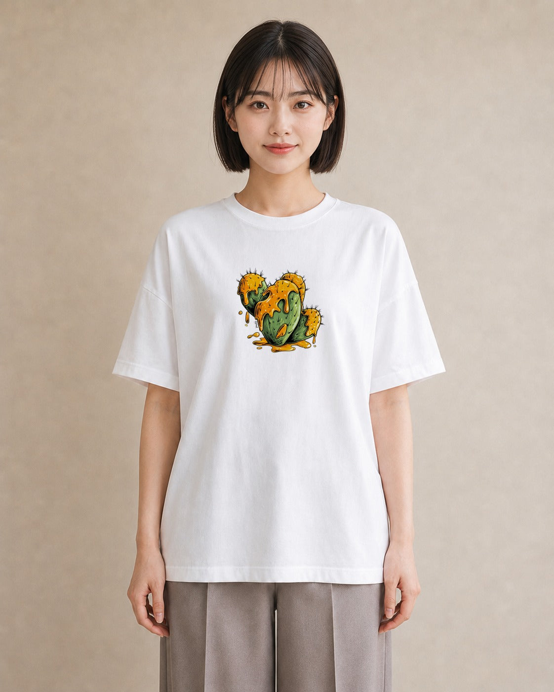 半袖Tシャツ レディース サボテン 植物 ボタニカル イラスト きれいめカジュアル 部屋着 女性向けギフト 白T