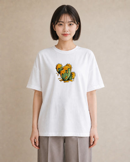 半袖Tシャツ レディース サボテン 植物 ボタニカル イラスト きれいめカジュアル 部屋着 女性向けギフト 白T