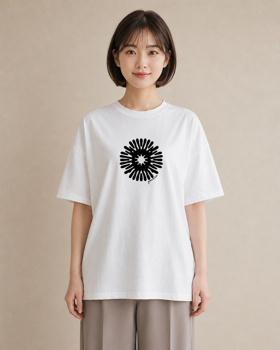 デザインTシャツ レディース 扇子 そよ風 ナチュラル アンティーク イラスト ラフ お揃い 親子 白T
