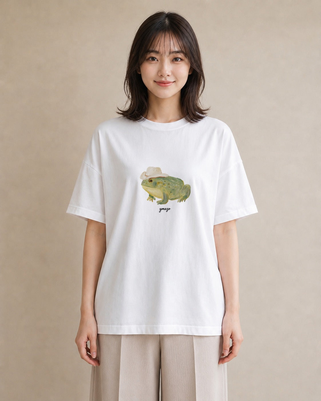 半袖Tシャツ レディース アマガエル ペット 動物 イラスト 抜け感 母娘コーデ 自分用 白T