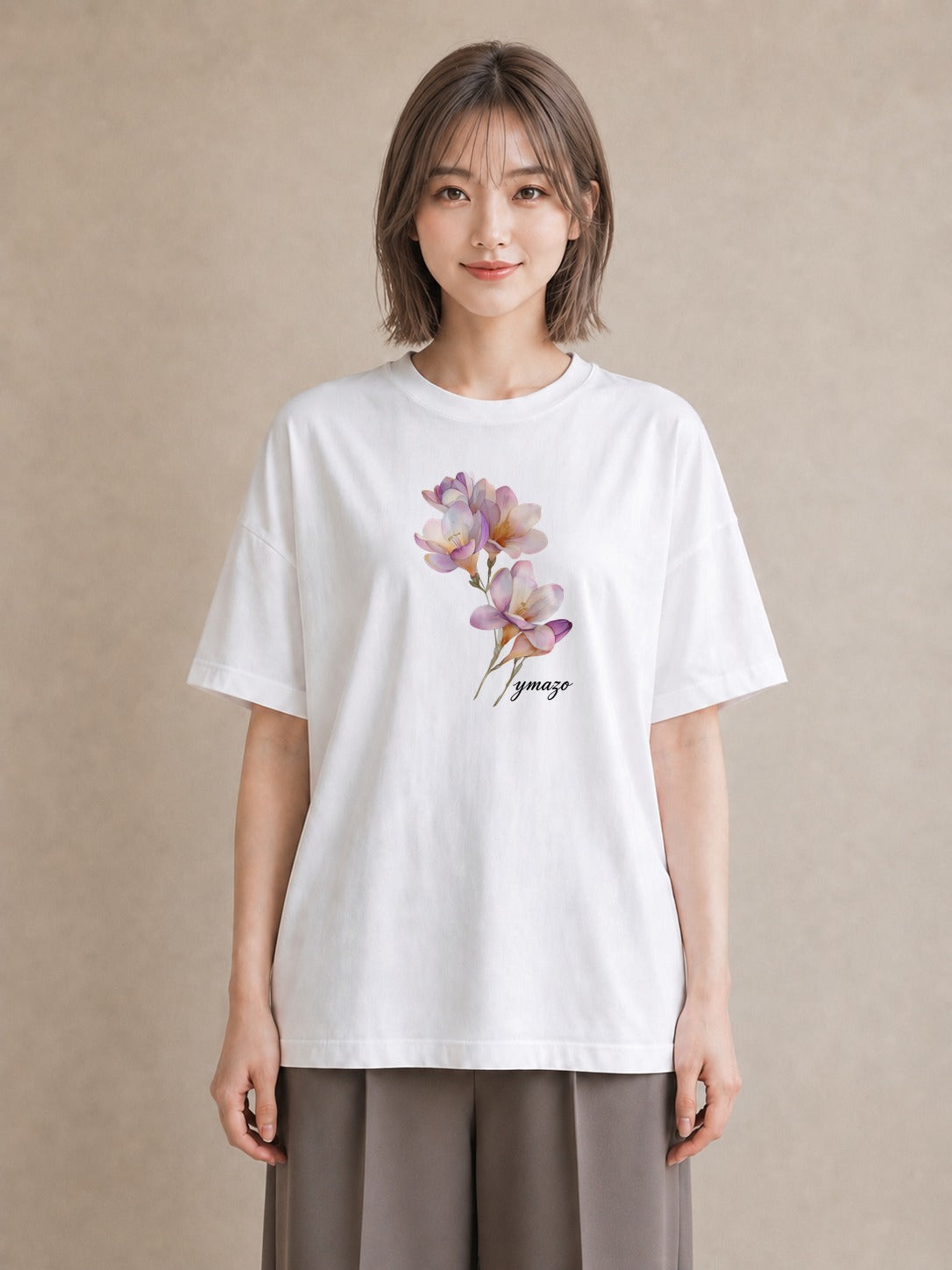 デザインTシャツ レディース パンジー 花 花柄 イラスト カジュアル デート 帰省 白T