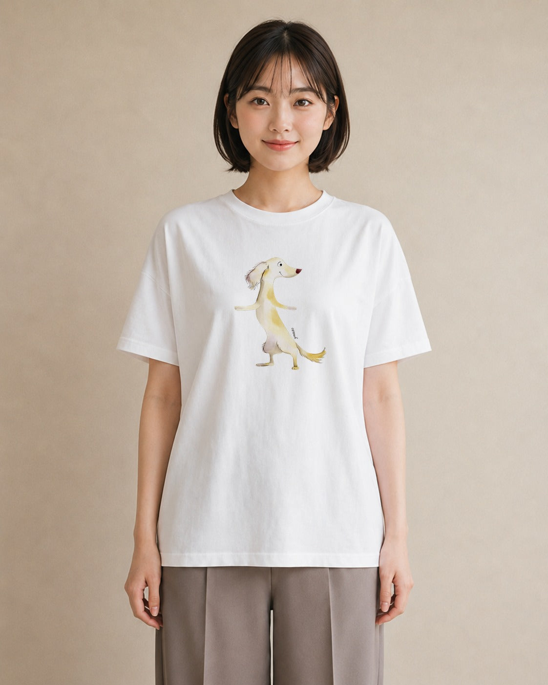 半袖Tシャツ レディース わんこ 犬 いぬ イラスト カジュアル ビーチ デイリーウェア 白T