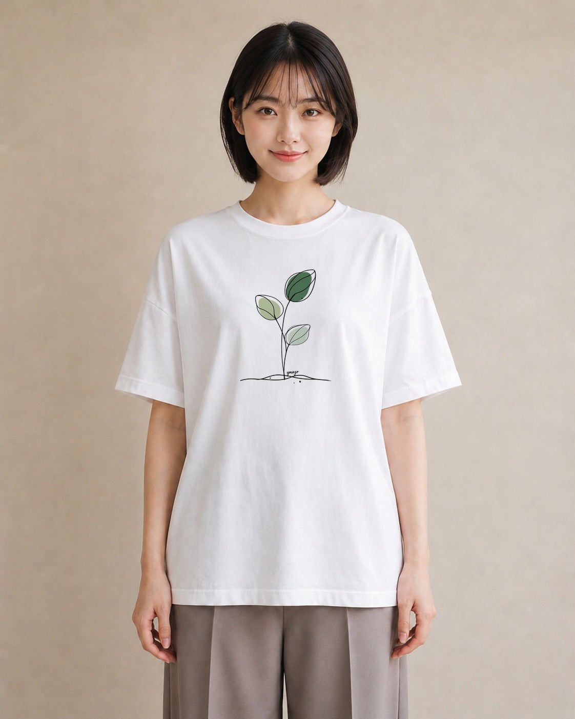 半袖Tシャツ レディース 観葉植物 ボタニカル 植物 イラスト 淡色 女性 旅行用 白T