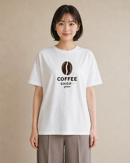 プリントTシャツ レディース カフェ カフェロゴ ロゴ イラスト シンプル 帰省 ラフ 白T