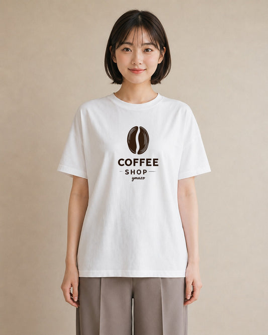 プリントTシャツ レディース カフェ カフェロゴ ロゴ イラスト シンプル 帰省 ラフ 白T