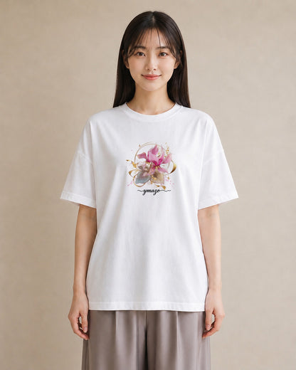 Tシャツ レディース あさがお 朝顔 花 花柄 イラスト ガーリー 誕生日プレゼント 綿100 白T