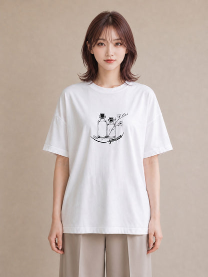 グラフィックTシャツ レディース 香水 香水瓶 パフューム イラスト きれいめカジュアル 部屋着 女性向けギフト 白T