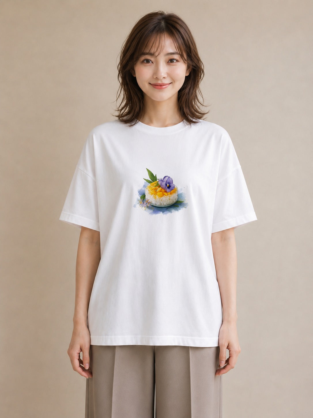グラフィックTシャツ レディース パフェ 食べ物 フード イラスト ガーリー カフェ服 クリスマス 白T