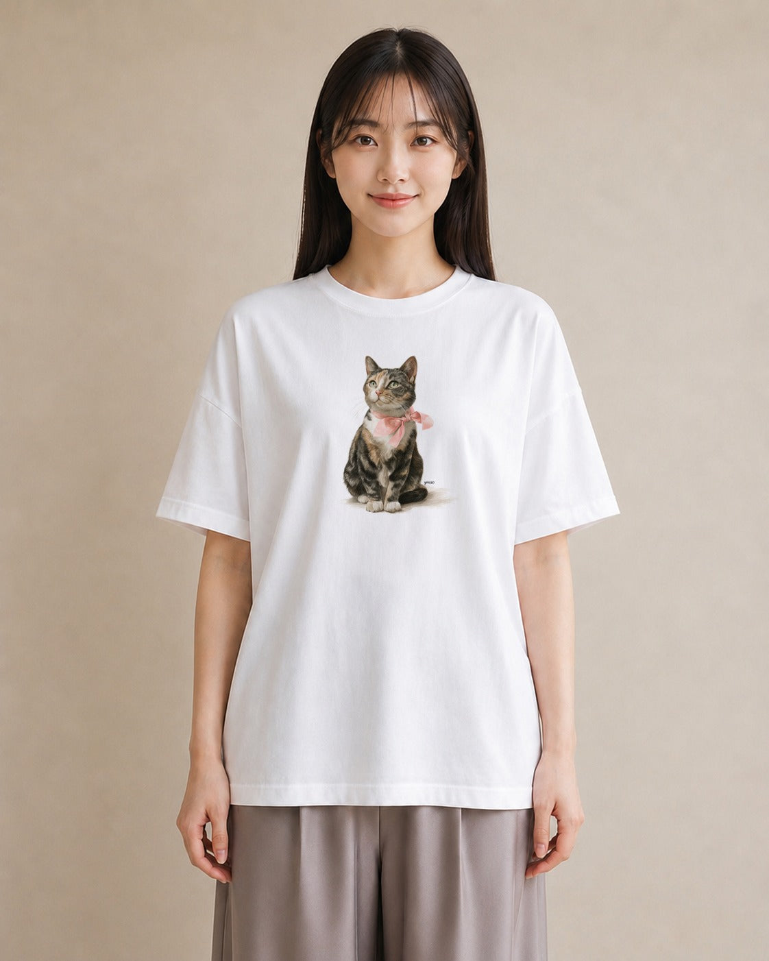 グラフィックTシャツ レディース スコティッシュフォールド 猫 ねこ イラスト レトロ 自分用 ルームウェア 白T