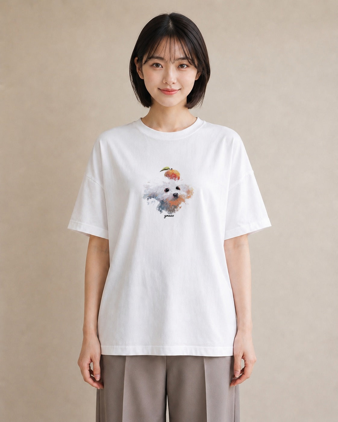 プリントTシャツ レディース トイプードル プードル 犬 いぬ イラスト 手描き風 デート 帰省 白T