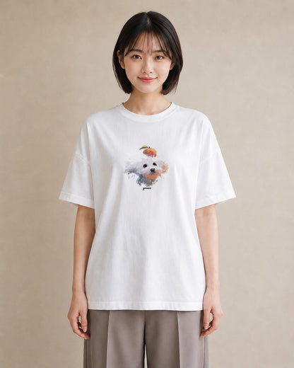プリントTシャツ レディース トイプードル プードル 犬 いぬ イラスト 手描き風 デート 帰省 白T