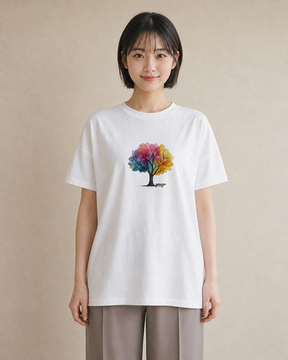 Tシャツ レディース 木 植物 ボタニカル イラスト こなれ感 海 カフェ巡り 白T