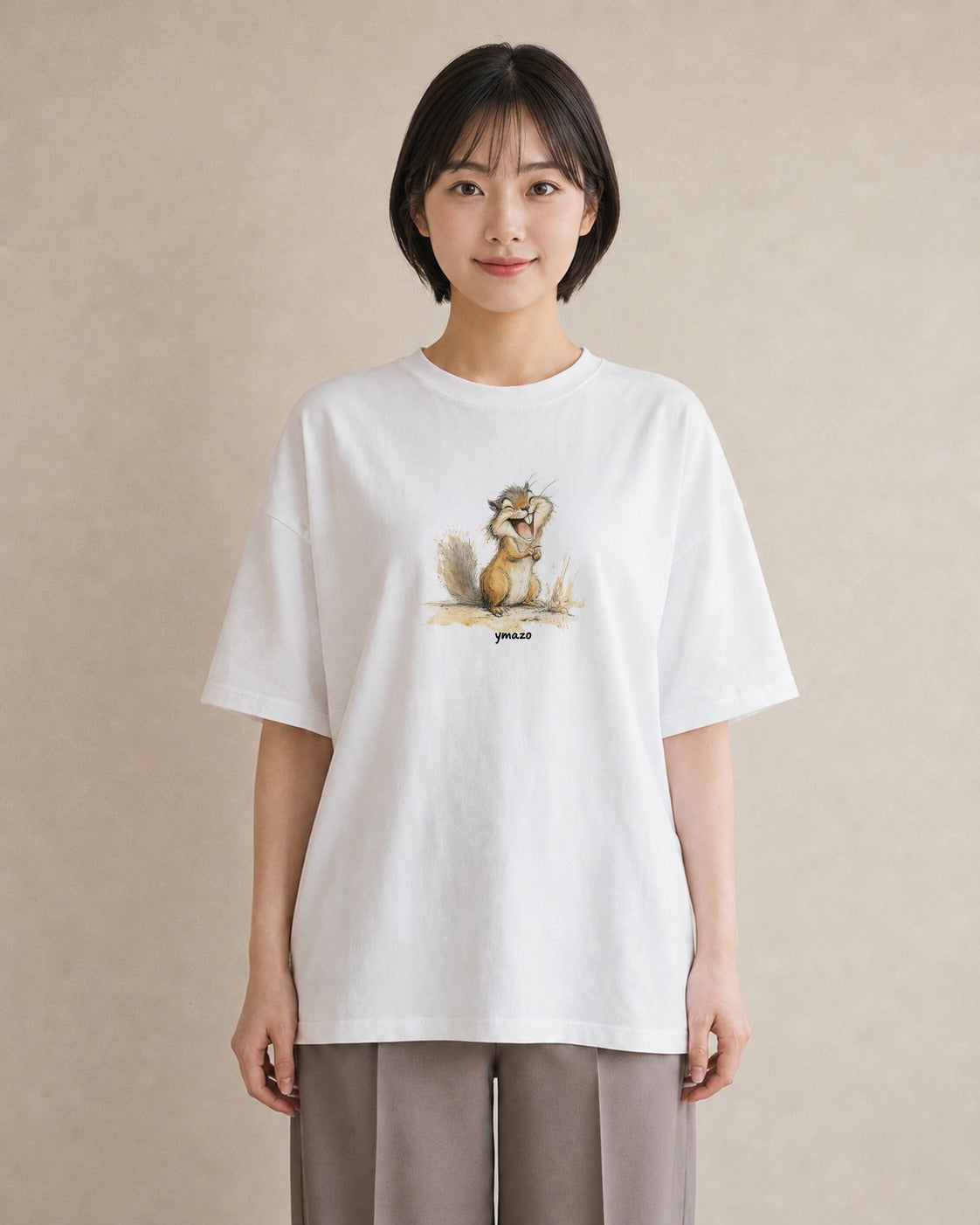 Tシャツ レディース リス ペット 動物 イラスト 淡色 敬老の日 ホワイトデー 白T