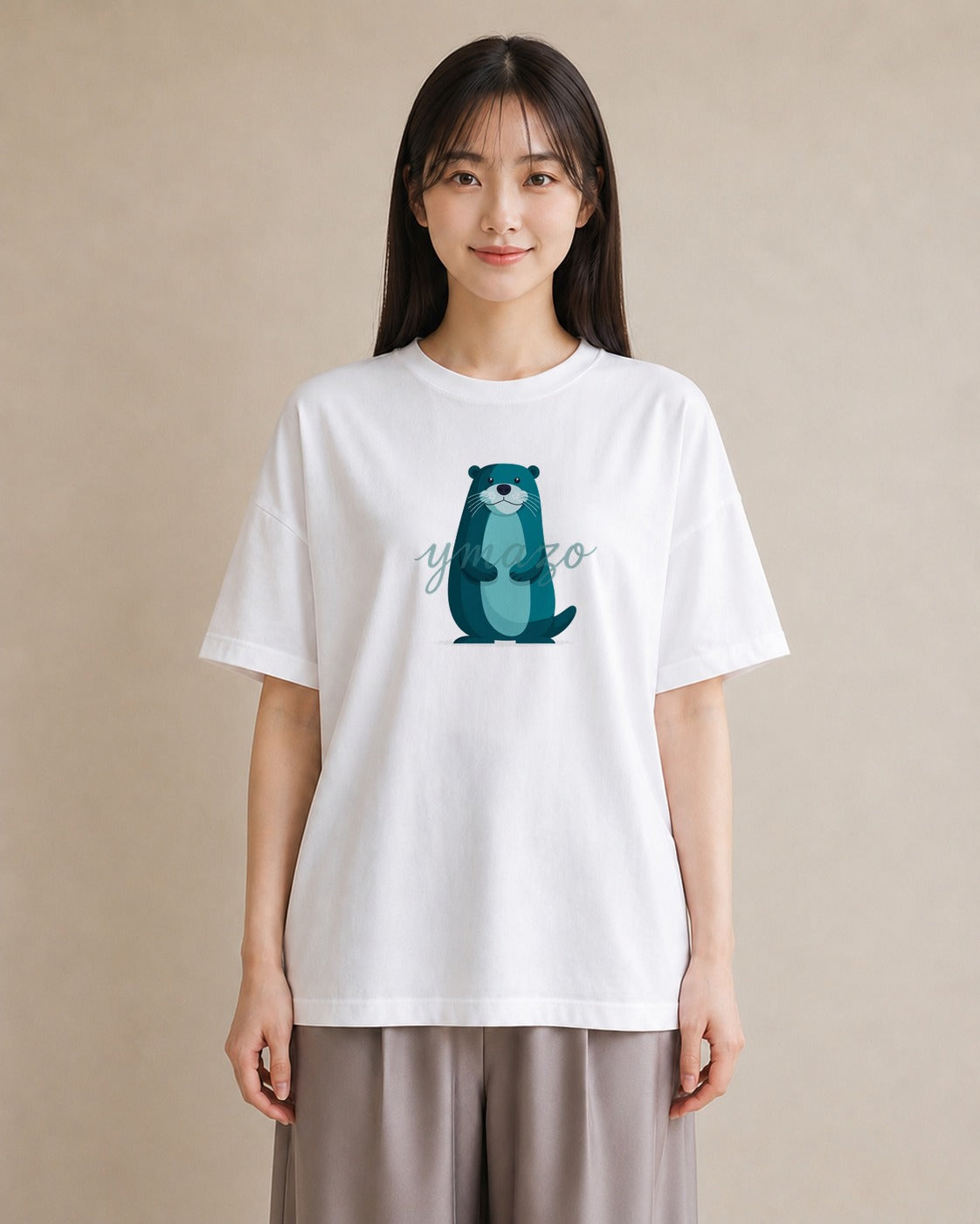 Tシャツ レディース ラッコ 動物 アニマル イラスト ユニーク 通学 誕生日プレゼント 白T