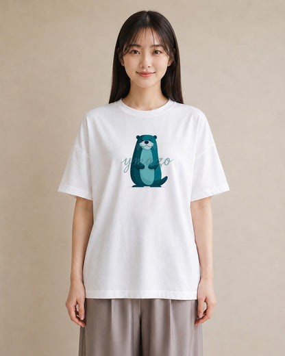 Tシャツ レディース ラッコ 動物 アニマル イラスト ユニーク 通学 誕生日プレゼント 白T