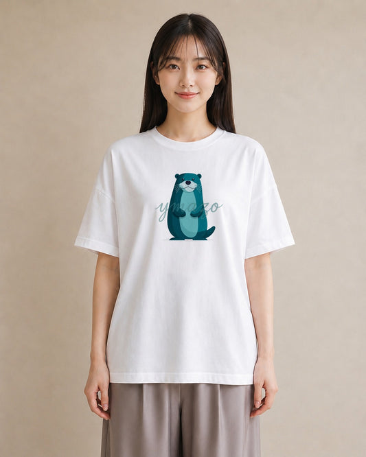 Tシャツ レディース ラッコ 動物 アニマル イラスト ユニーク 通学 誕生日プレゼント 白T