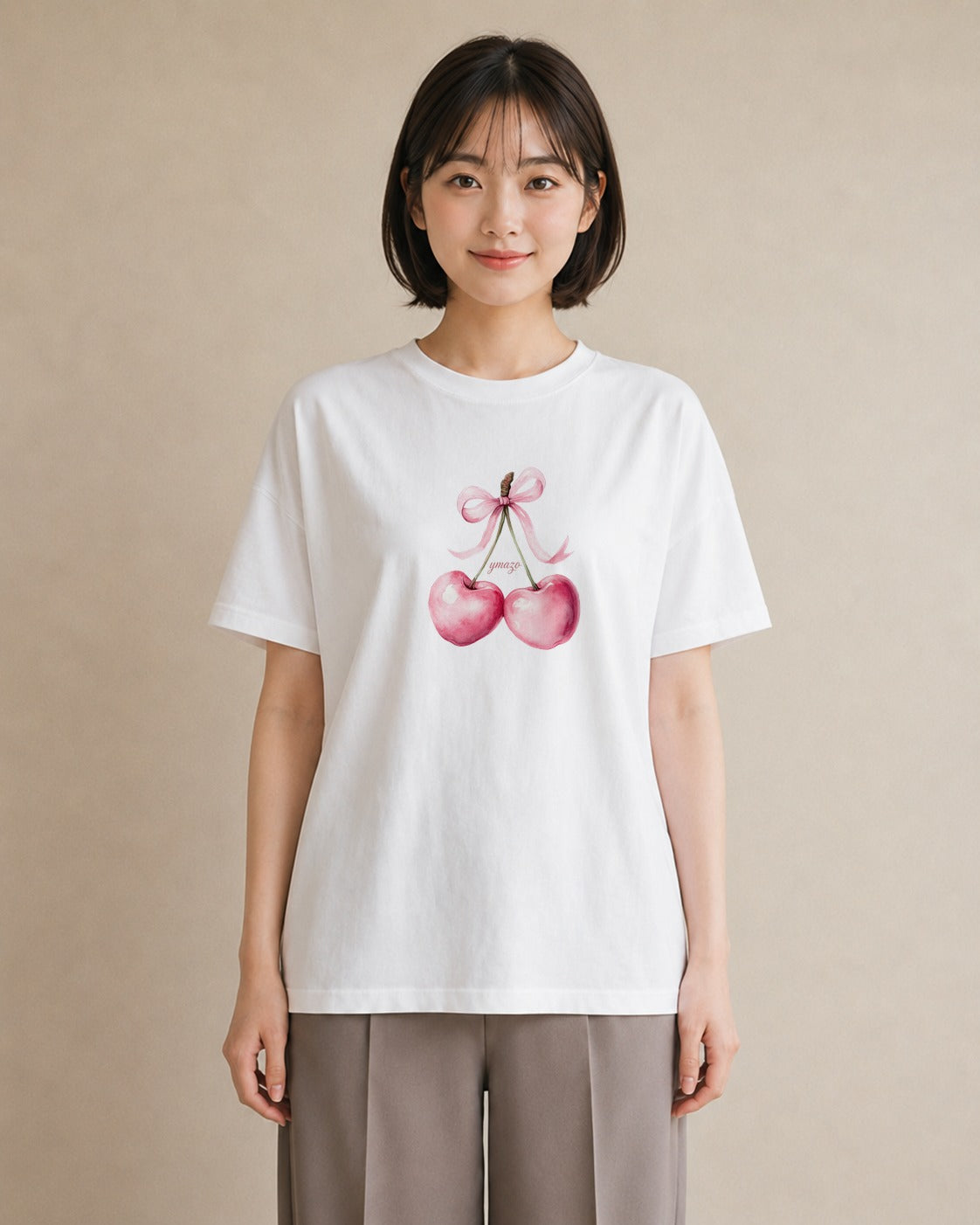 グラフィックTシャツ レディース さくらんぼ チェリー 食べ物 フード イラスト シック クリスマス 旅行 白T