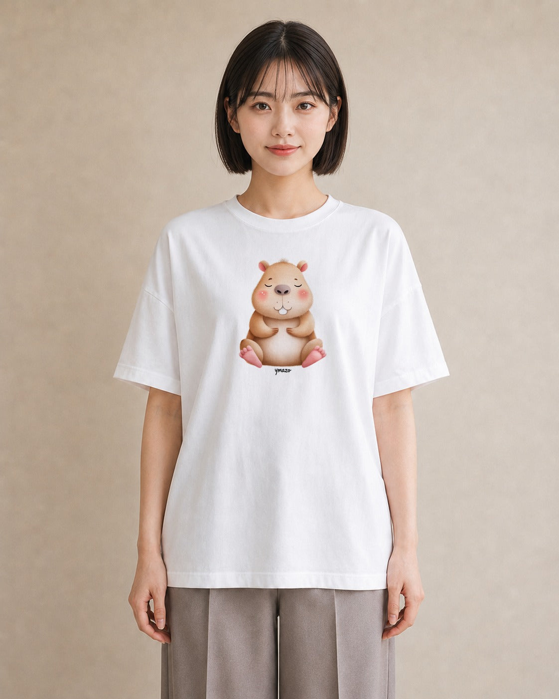 グラフィックTシャツ レディース モルモット ペット 動物 イラスト 手描き風 敬老の日 ホワイトデー 白T