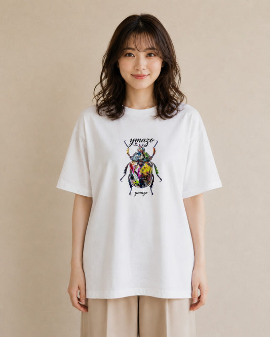 デザインTシャツ レディース カブトムシ 昆虫 虫 イラスト ナチュラル 休日 ペアコーデ 白T