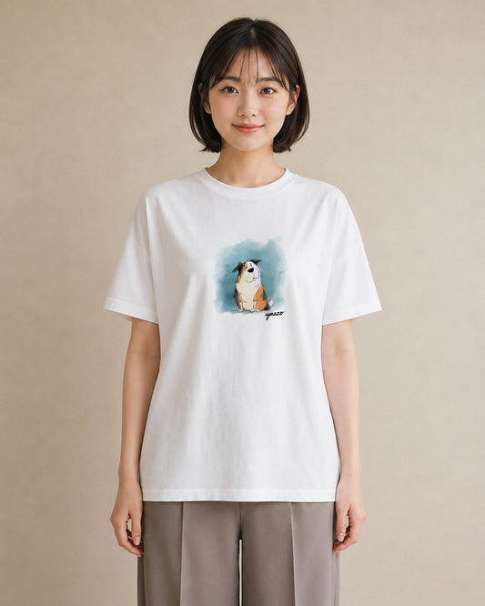Tシャツ レディース わんこ 犬 いぬ イラスト 旅行コーデ 部屋着 女性向けギフト 白T