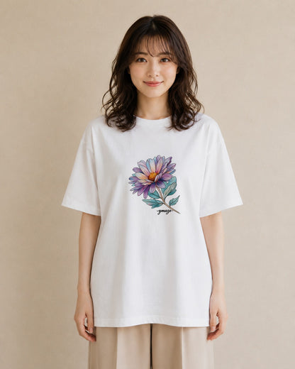 プリントTシャツ レディース 花 花柄 イラスト ユニーク 姉妹 送別ギフト 白T