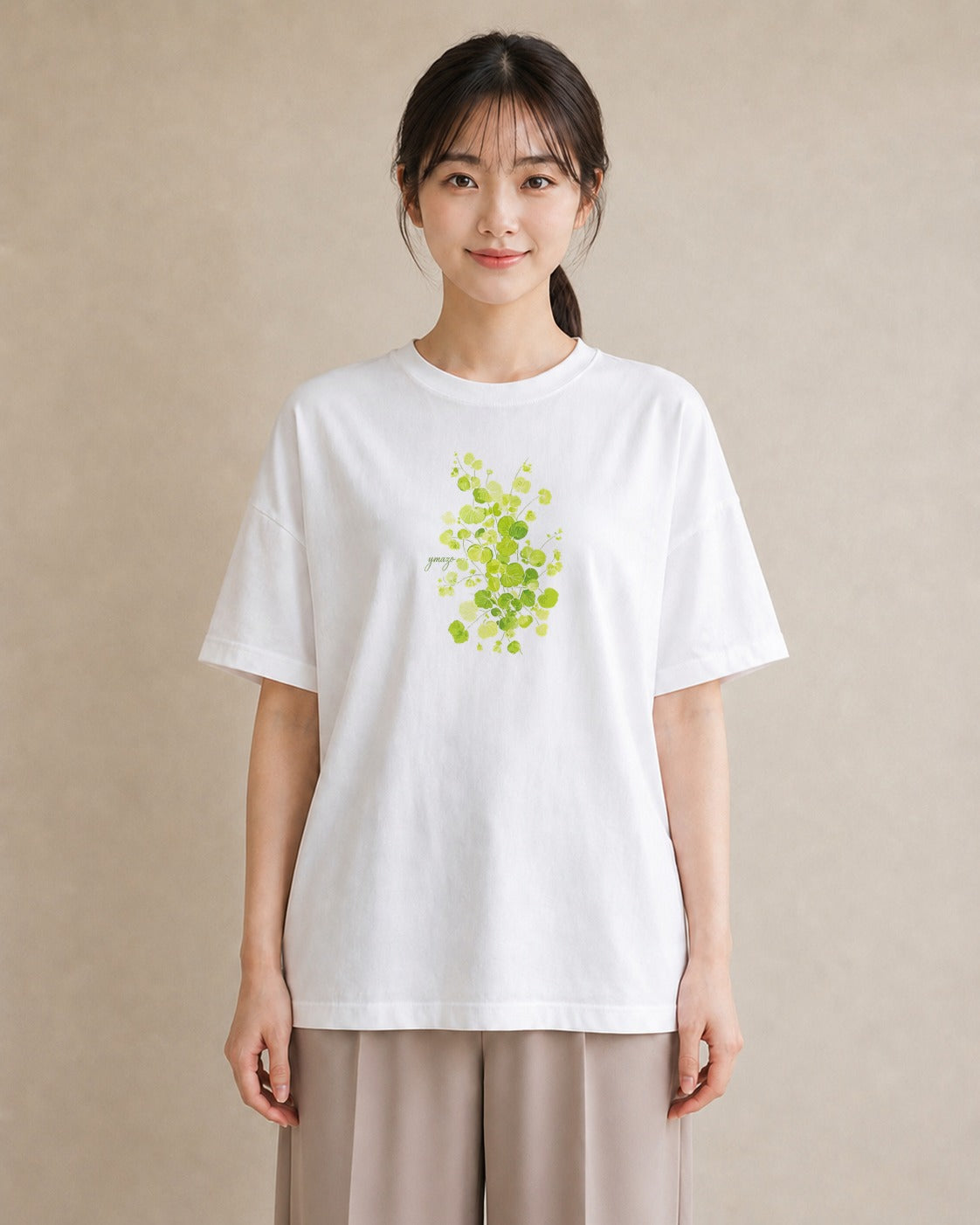 半袖Tシャツ レディース つる 植物 ボタニカル イラスト きれいめカジュアル 誕生日プレゼント 綿100 白T
