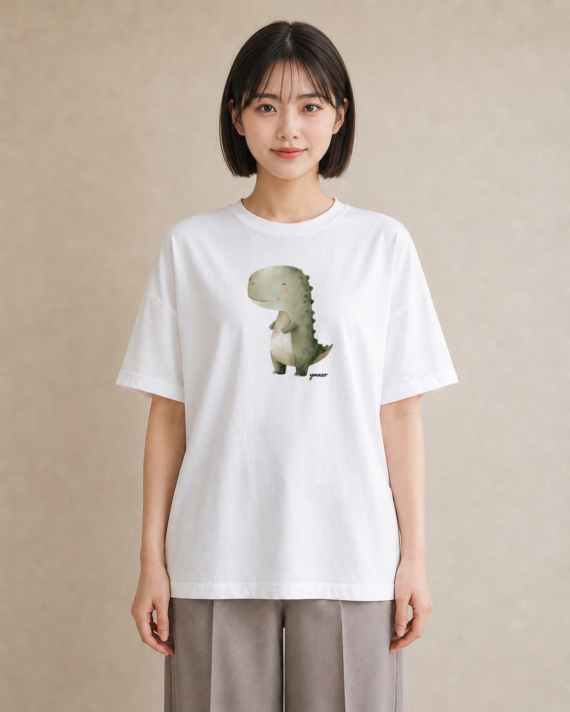 プリントTシャツ レディース カバ 動物 アニマル イラスト ママ カフェ服 白T
