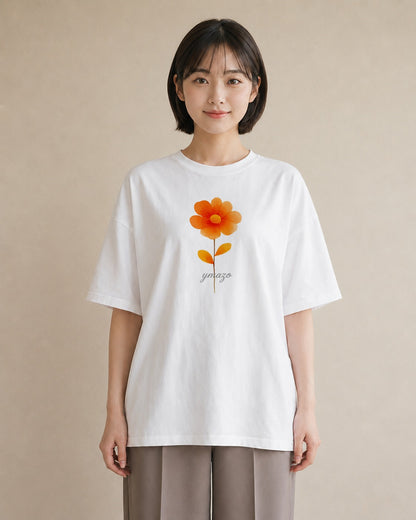 半袖Tシャツ レディース デイジー 花 花柄 イラスト 北欧風 通勤 在宅 白T