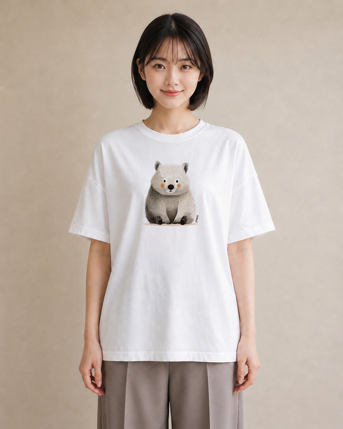 グラフィックTシャツ レディース チンチラ ペット 動物 イラスト こなれ感 普段着 週末コーデ 白T