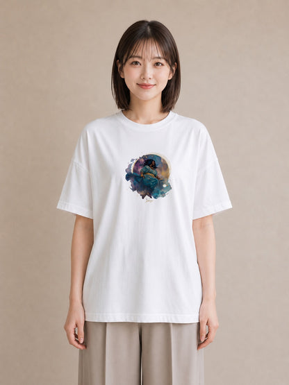 半袖Tシャツ レディース 蟹座 星空 宇宙 イラスト 個性的 敬老の日 ホワイトデー 白T