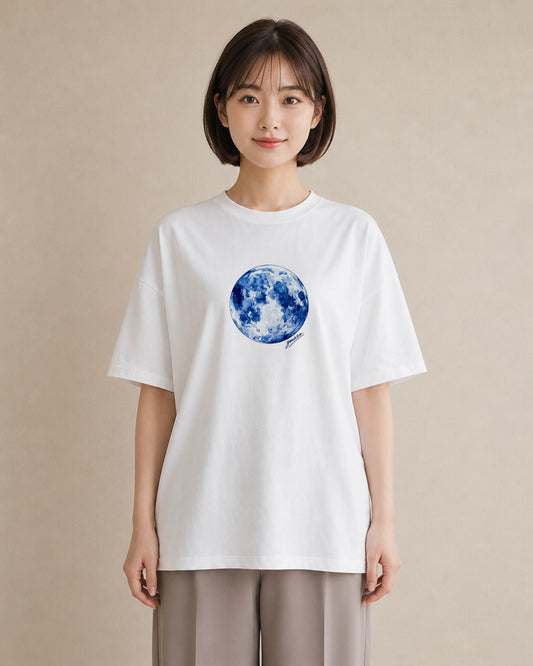 半袖Tシャツ レディース 三日月 星空 宇宙 イラスト カフェコーデ 旅行 母娘コーデ 白T