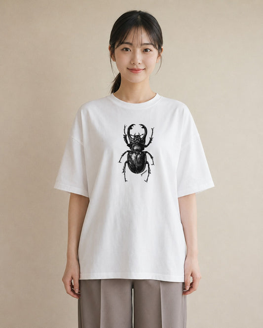 グラフィックTシャツ レディース クワガタ 昆虫 虫 イラスト ボタニカル 女子会 お揃い 白T