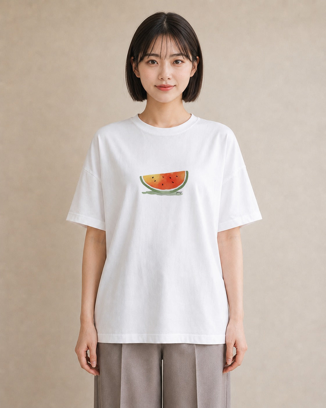 Tシャツ レディース すいか 食べ物 フード イラスト カジュアル 旅行 母娘コーデ 白T