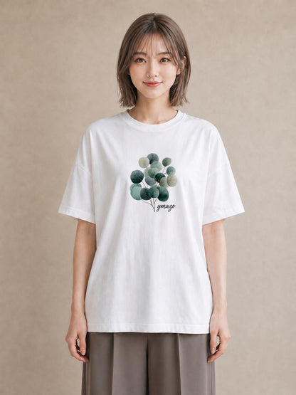デザインTシャツ レディース 新緑 植物 ボタニカル イラスト 個性的 カジュアルコーデ 買い物 白T