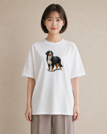 プリントTシャツ レディース バーニーズマウンテンドッグ 犬 いぬ イラスト こなれ感 お揃い 親子 白T