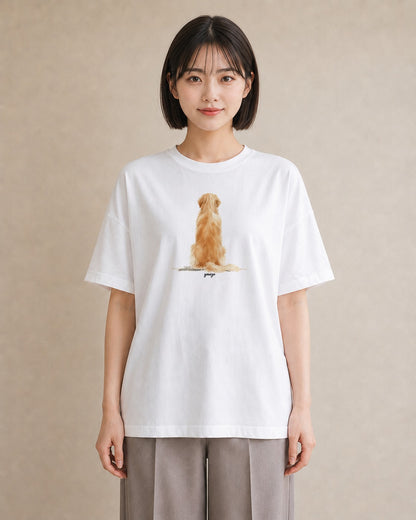 Tシャツ レディース ゴールデンレトリバー ゴールデン 犬 いぬ イラスト お洒落 綿100 デート 白T
