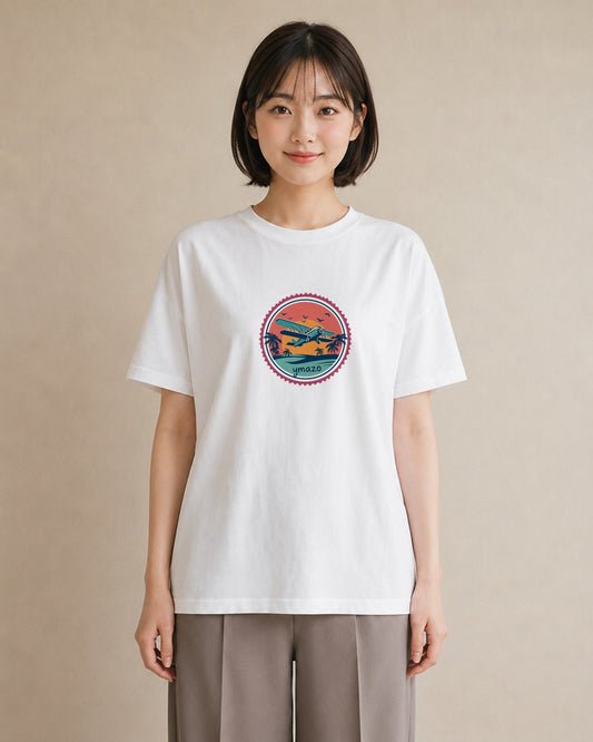 デザインTシャツ レディース 旅 トラベル スタンプ イラスト きれいめ クリスマス 旅行 白T