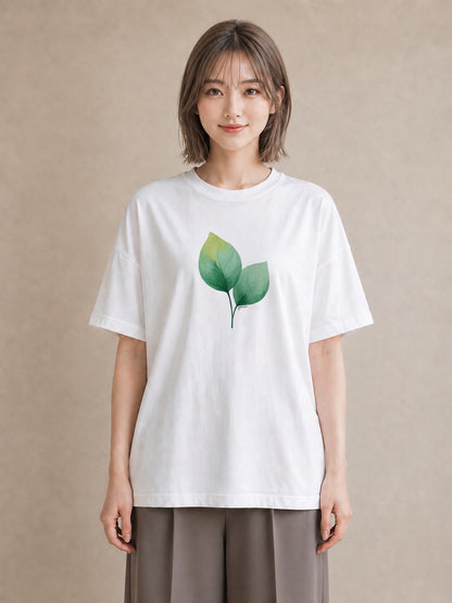 デザインTシャツ レディース 観葉植物 植物 ボタニカル イラスト アート風 カジュアルコーデ 買い物 白T