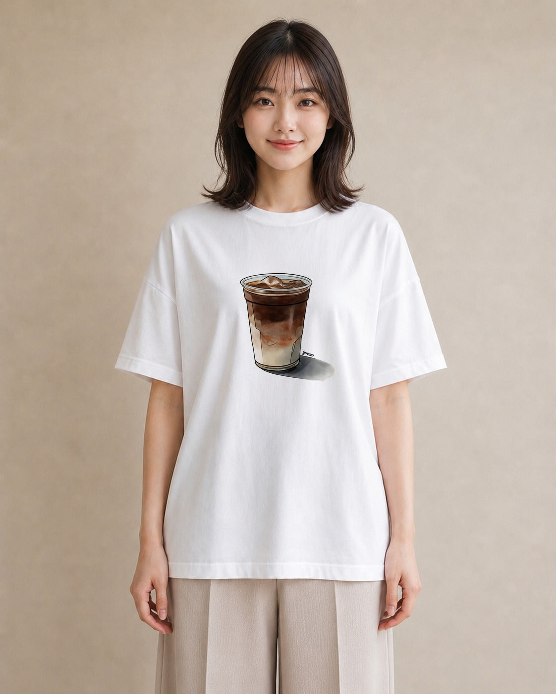 デザインTシャツ レディース コーヒー 珈琲 カフェ 食べ物 フード イラスト ナチュラル ミセス 春コーデ 白T