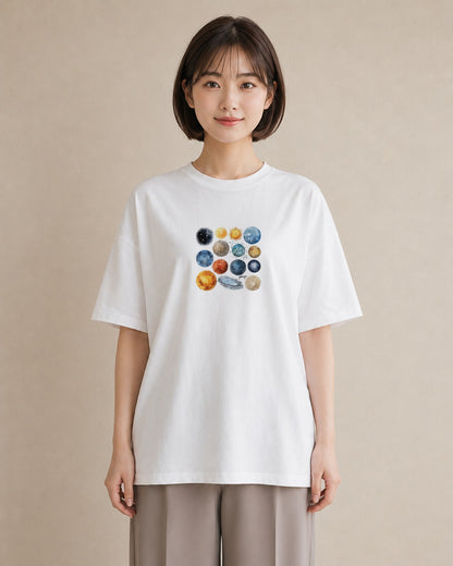 プリントTシャツ レディース 獅子座 星空 宇宙 イラスト ラフカジュアル 散歩 お出かけ 白T