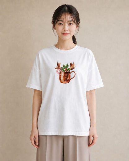 デザインTシャツ レディース ココア 食べ物 フード イラスト ポップ カフェ服 クリスマス 白T