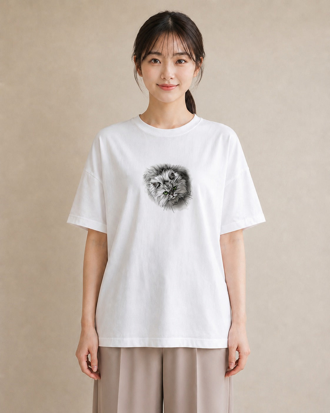 デザインTシャツ レディース 猫 ねこ イラスト カフェ服 クリスマス 白T