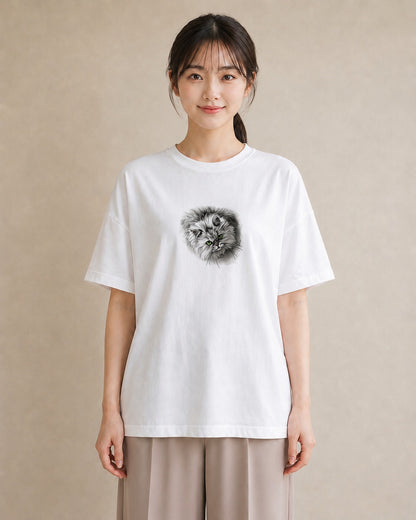 デザインTシャツ レディース 猫 ねこ イラスト カフェ服 クリスマス 白T