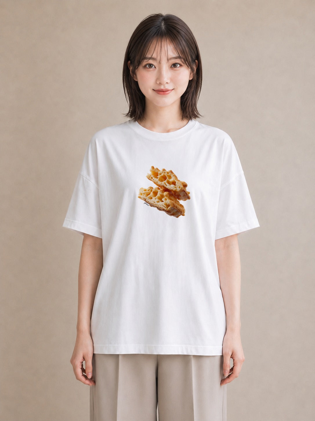 半袖Tシャツ レディース たい焼き 食べ物 フード イラスト アート風 親子 20代 白T