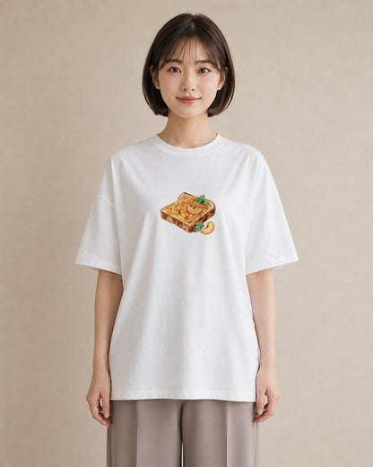 プリントTシャツ レディース もも 食べ物 フード イラスト ヴィンテージ風 お出かけ 普段着 白T